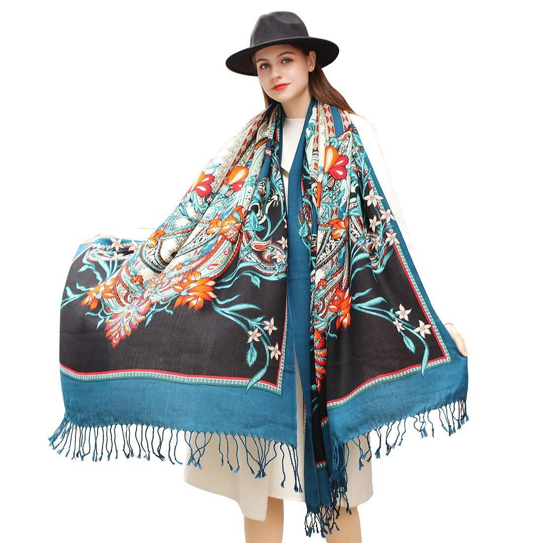 3329 100% Merino Wool Pashmina Shawl Cashmere Wrap For Women Lightweight